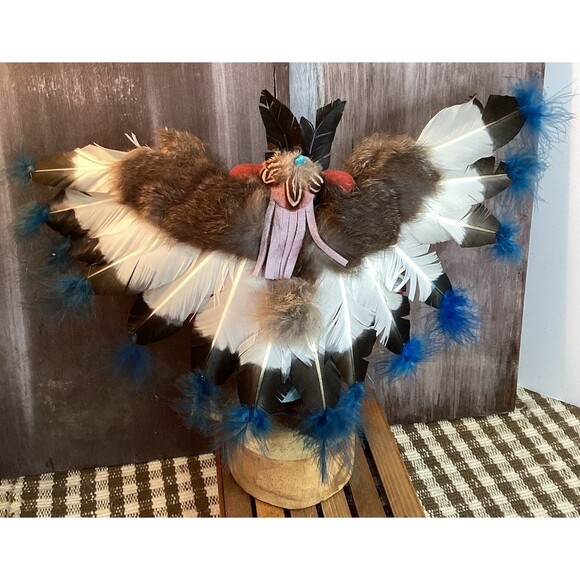 Kachina Doll EAGLE DANCER Signed /Number Fyazzie Eagle 11" T x 14"W Rain Weather - Picture 6 of 16